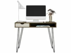 Bureau 1 Tiroir En HDF Marron Et Chêne -DECO Ventes meuble bureau 21580489