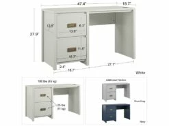 Bureau Caisson 2 Tiroirs En MDF Marine -DECO Ventes meuble bureau 21580661
