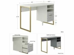 Bureau Simple Caisson En MDF Blanc -DECO Ventes meuble bureau 21581421