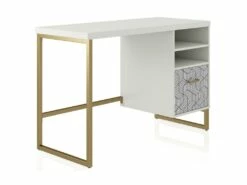 Bureau Simple Caisson En MDF Blanc -DECO Ventes meuble bureau 21581435