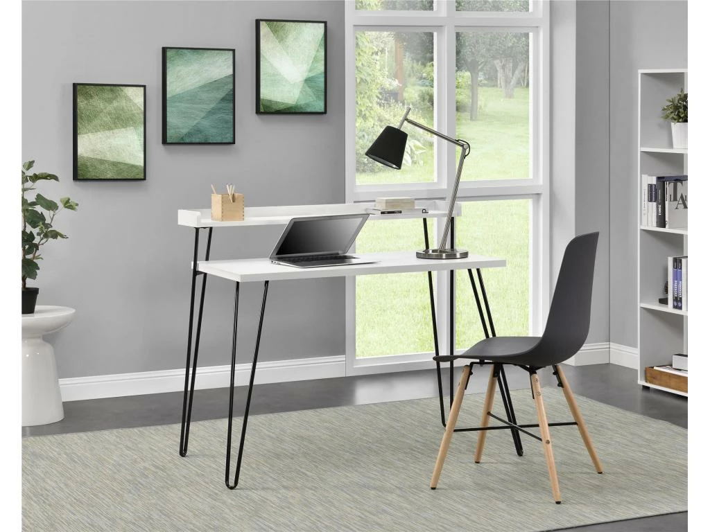 Bureau Avec Contremarche En Panneaux De Partic. Mélaminés Blanc 5 Bureau Avec Contremarche En Panneaux De Partic. Mélaminés Blanc – Image 3