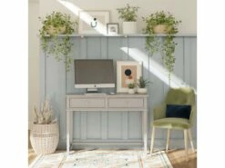Bureau Avec 2 Tiroirs En MDF Gris -DECO Ventes meuble bureau 21694215