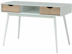 Bureau 2 Tiroirs En MDF Blanc Et Chêne -DECO Ventes meuble bureau 21694357