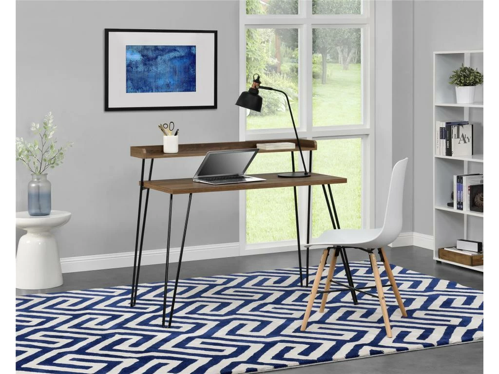 Bureau Avec Contremarche En Panneaux De Partic. Stratifié Noyer 5 Bureau Avec Contremarche En Panneaux De Partic. Stratifié Noyer – Image 3