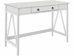 Bureau Avec 1 Tiroir En Pin Blanc -DECO Ventes meuble bureau 21736305