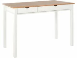 Bureau 2 Tiroirs En Pin Blanc Et Nature