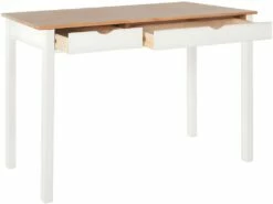 Bureau 2 Tiroirs En Pin Blanc Et Nature -DECO Ventes meuble bureau 21736467