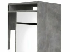 Plus Bureau Avec 1 Porte, 1 Tiroir Et 2 Tablettes De Rangement, Finition Béton/blanc Brillant. -DECO Ventes meuble bureau 22084861