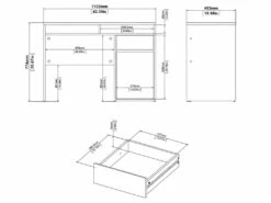 Plus Bureau Avec 1 Porte, 1 Tiroir Et 2 Tablettes De Rangement, Finition Béton/blanc Brillant. -DECO Ventes meuble bureau 22084865