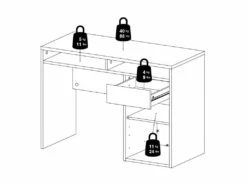 Plus Bureau Avec 1 Porte, 1 Tiroir Et 2 Tablettes De Rangement, Finition Béton/blanc Brillant. -DECO Ventes meuble bureau 22084869