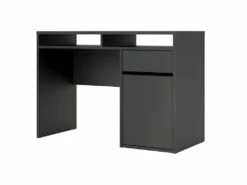 Plus Bureau Avec 1 Porte, 1 Tiroir Et 2 Tablettes De Rangement, Noir Mat. -DECO Ventes meuble bureau 22085493