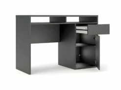 Plus Bureau Avec 1 Porte, 1 Tiroir Et 2 Tablettes De Rangement, Noir Mat. -DECO Ventes meuble bureau 22085495