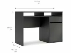 Plus Bureau Avec 1 Porte, 1 Tiroir Et 2 Tablettes De Rangement, Noir Mat. -DECO Ventes meuble bureau 22085499