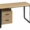 Bureau 2 Tiroirs Bava Effet Bois Et Métal 5five - Naturel -DECO Ventes meuble bureau 22808943