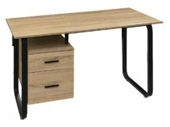 Bureau 2 Tiroirs Bava Effet Bois Et Métal 5five - Naturel