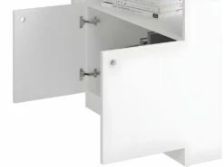 Bureau D'Angle Blanc Caisson 3 Tiroirs Et Armoirette -DECO Ventes meuble bureau 22969427