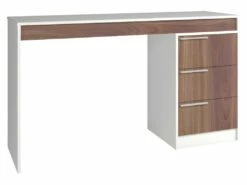 Bureau Et Caisson 3 Tiroirs Amovible Blanc Et Châtaignier -DECO Ventes meuble bureau 22969455