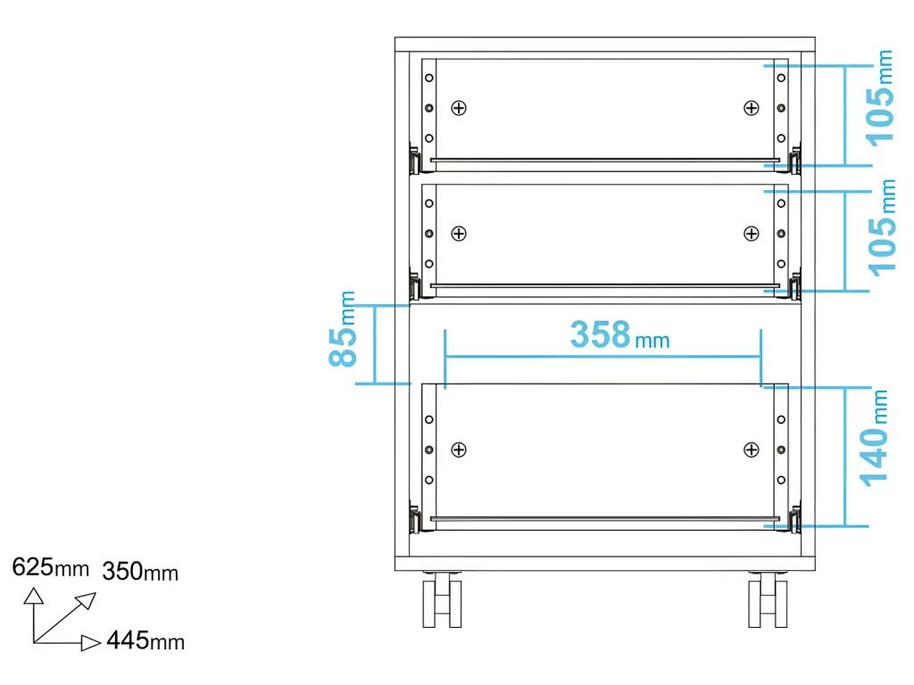Caisson Roulant 3 Tiroirs Blanc Multi 7 Caisson Roulant 3 Tiroirs Blanc Multi â Image 5