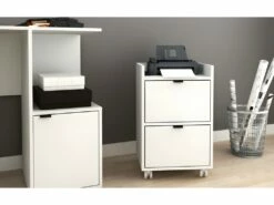 Caisson Roulant 2 Tiroirs Blanc Office -DECO Ventes meuble bureau 22969551