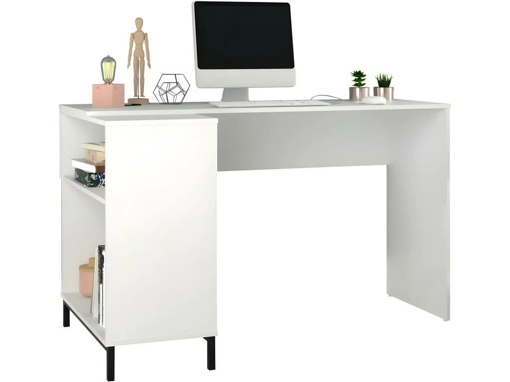 Bureau D'Angle Blanc Et Meuble De Rangement 2 Niches 4 Bureau D'Angle Blanc Et Meuble De Rangement 2 Niches – Image 2