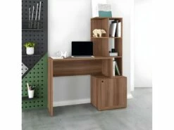 Bureau Châtaignier Bibliothèque 6 Niches Et 1 Caisson Intégrés -DECO Ventes meuble bureau 22970219