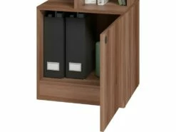 Bureau Châtaignier Bibliothèque 6 Niches Et 1 Caisson Intégrés -DECO Ventes meuble bureau 22970221