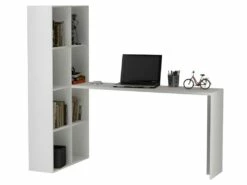 Bureau Et Bibliothèque Intégrée 8 Niches Blanc 8 Bureau Et Bibliothèque Intégrée 8 Niches Blanc -DECO Ventes meuble bureau 22970227