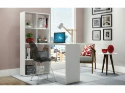 Bureau Et Bibliothèque Intégrée 8 Niches Blanc 9 Bureau Et Bibliothèque Intégrée 8 Niches Blanc -DECO Ventes meuble bureau 22970229