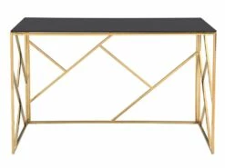 Bureau En Verre Trempé Et Acier - Doré Et Noir - ATHENA De Pascal Morabito -DECO Ventes meuble bureau 4550799