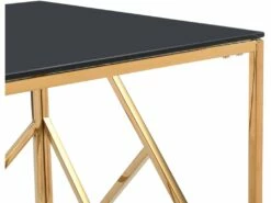 Bureau En Verre Trempé Et Acier - Doré Et Noir - ATHENA De Pascal Morabito -DECO Ventes meuble bureau 4550803