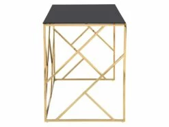 Bureau En Verre Trempé Et Acier - Doré Et Noir - ATHENA De Pascal Morabito -DECO Ventes meuble bureau 4550807