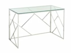 Bureau En Verre Trempé Et Acier - Argent Et Transparent - ATHENA De Pascal Morabito -DECO Ventes meuble bureau 4551405