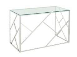 Bureau En Verre Trempé Et Acier - Argent Et Transparent - ATHENA De Pascal Morabito -DECO Ventes meuble bureau 4551411