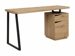 Bureau GOTAMA - 1 Tiroir Et 1 Porte - MDF Et Acier - Chêne Et Noir -DECO Ventes meuble bureau 489611