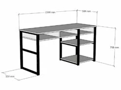 Bureau Industriel Avec Rangements - Naturel Et Noir - RALEIGH 11 Bureau Industriel Avec Rangements - Naturel Et Noir - RALEIGH -DECO Ventes meuble bureau 502715