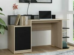 Bureau Avec Rangements ZACHARIE - Coloris : Chêne Et Noir -DECO Ventes meuble bureau 502963
