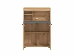 Secrétaire 2 Portes - Coloris : Naturel Et Gris - IDONAR -DECO Ventes meuble bureau 5962107