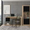 Bureau Extensible 2 Tiroirs Et 1 Niche - Coloris : Naturel Et Noir - EVAN