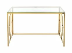 Bureau En Verre Trempé Et Acier - Doré Et Transparent - CLOTILDE De Pascal Morabito -DECO Ventes meuble bureau 6901827