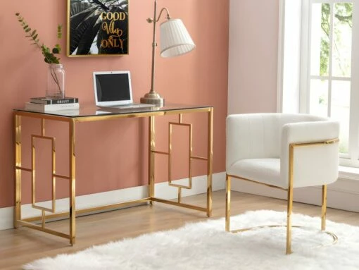 Bureau En Verre Trempé Et Acier - Doré Et Transparent - CLOTILDE De Pascal Morabito -DECO Ventes meuble bureau 6901829