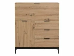 Secrétaire Avec 2 Porte Et 3 Tiroirs - MDF Et Métal - Coloris : Naturel - ERWIN 12 Secrétaire Avec 2 Porte Et 3 Tiroirs - MDF Et Métal - Coloris : Naturel - ERWIN -DECO Ventes meuble bureau 8212661
