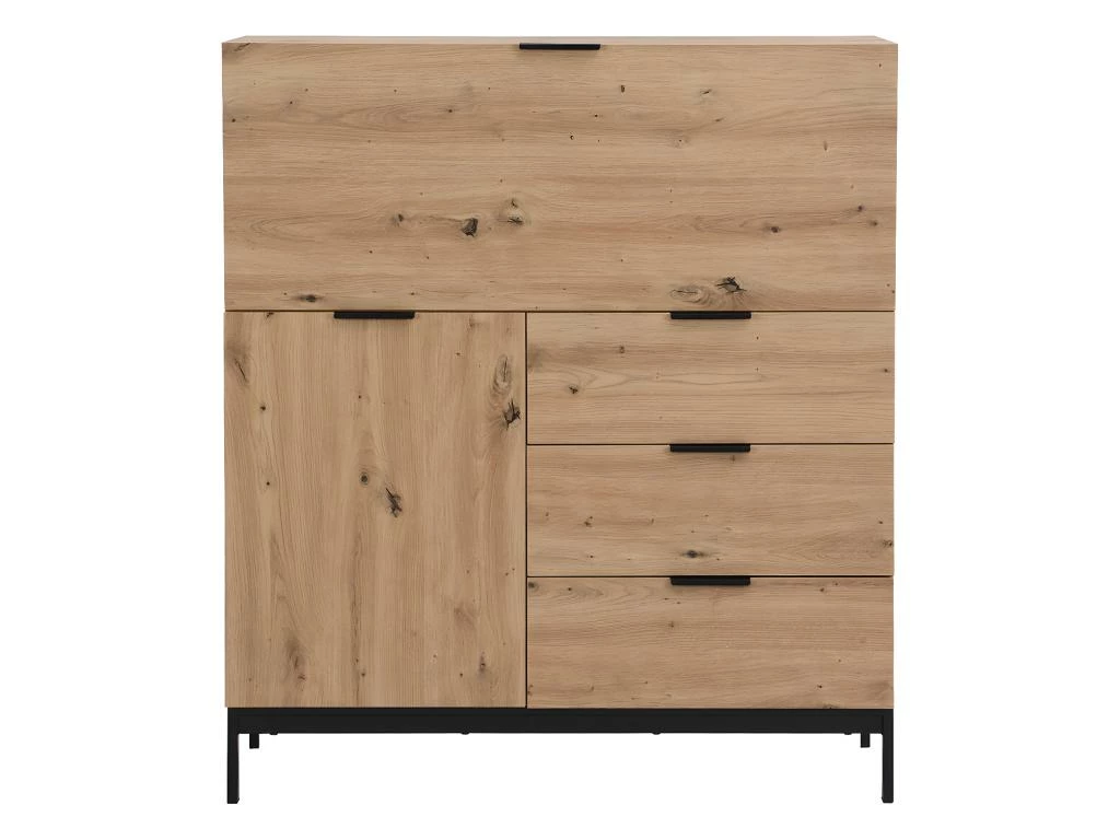 Secrétaire Avec 2 Porte Et 3 Tiroirs - MDF Et Métal - Coloris : Naturel - ERWIN 5 Secrétaire Avec 2 Porte Et 3 Tiroirs - MDF Et Métal - Coloris : Naturel - ERWIN – Image 3
