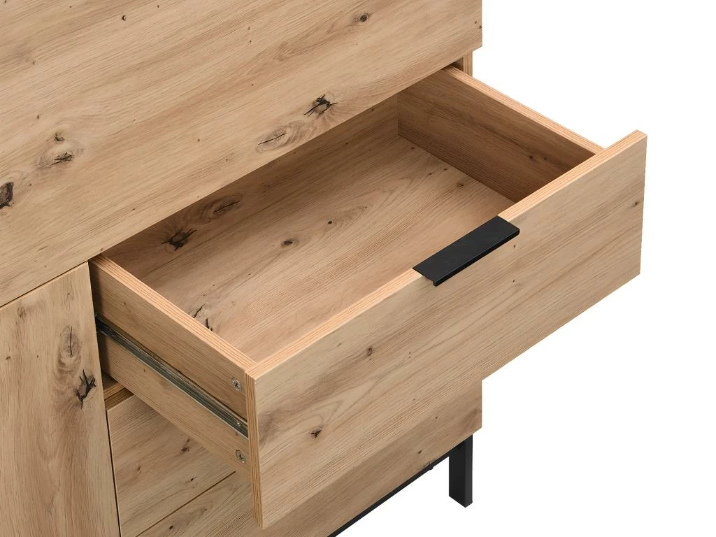 Secrétaire Avec 2 Porte Et 3 Tiroirs - MDF Et Métal - Coloris : Naturel - ERWIN 10 Secrétaire Avec 2 Porte Et 3 Tiroirs - MDF Et Métal - Coloris : Naturel - ERWIN – Image 8