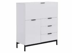 Secrétaire Avec 2 Porte Et 3 Tiroirs - MDF Et Métal - Blanc Laqué - ERWIN 11 Secrétaire Avec 2 Porte Et 3 Tiroirs - MDF Et Métal - Blanc Laqué - ERWIN -DECO Ventes meuble bureau 8212679