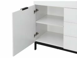 Secrétaire Avec 2 Porte Et 3 Tiroirs - MDF Et Métal - Blanc Laqué - ERWIN 13 Secrétaire Avec 2 Porte Et 3 Tiroirs - MDF Et Métal - Blanc Laqué - ERWIN -DECO Ventes meuble bureau 8212685