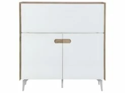 Secrétaire Avec 3 Portes - MDF Et Métal - Coloris : Naturel Et Blanc - DERELIS 16 Secrétaire Avec 3 Portes - MDF Et Métal - Coloris : Naturel Et Blanc - DERELIS -DECO Ventes meuble bureau 8259195