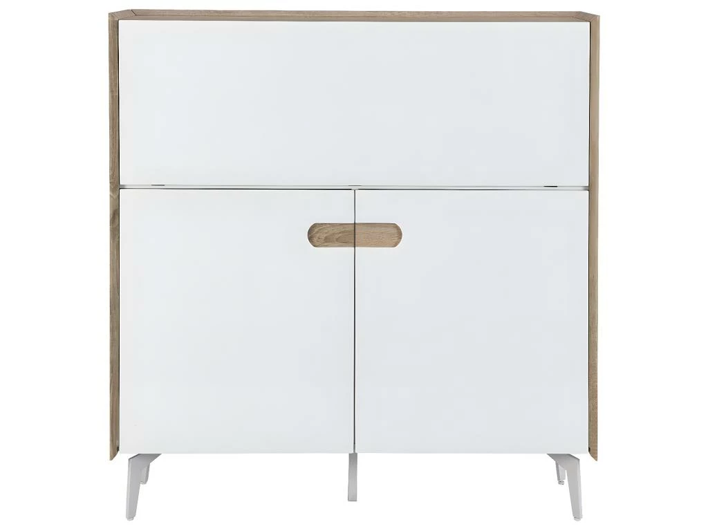 Secrétaire Avec 3 Portes - MDF Et Métal - Coloris : Naturel Et Blanc - DERELIS 7 Secrétaire Avec 3 Portes - MDF Et Métal - Coloris : Naturel Et Blanc - DERELIS – Image 5