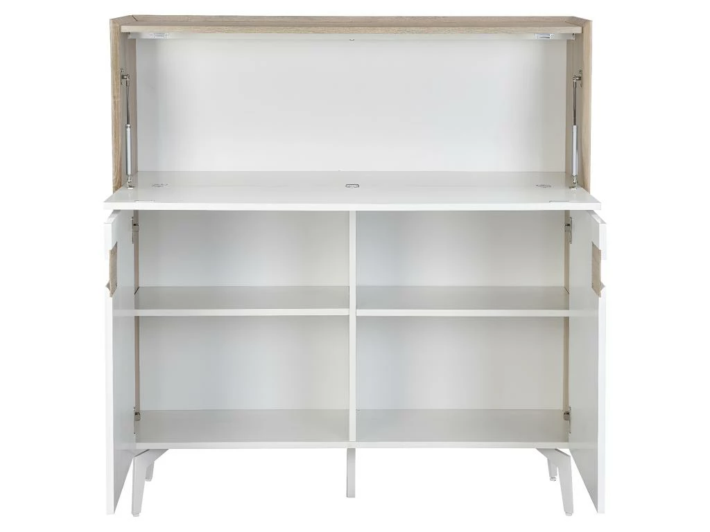 Secrétaire Avec 3 Portes - MDF Et Métal - Coloris : Naturel Et Blanc - DERELIS 8 Secrétaire Avec 3 Portes - MDF Et Métal - Coloris : Naturel Et Blanc - DERELIS – Image 6