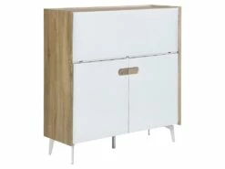 Secrétaire Avec 3 Portes - MDF Et Métal - Coloris : Naturel Et Blanc - DERELIS 14 Secrétaire Avec 3 Portes - MDF Et Métal - Coloris : Naturel Et Blanc - DERELIS -DECO Ventes meuble bureau 8259199