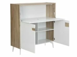 Secrétaire Avec 3 Portes - MDF Et Métal - Coloris : Naturel Et Blanc - DERELIS 15 Secrétaire Avec 3 Portes - MDF Et Métal - Coloris : Naturel Et Blanc - DERELIS -DECO Ventes meuble bureau 8259201